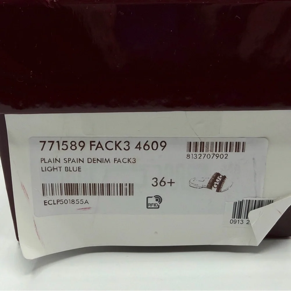 NEW NIB Gucci Logo Blue White Denim Jane Flat Slides EU 36.5 - Picture 6 of 8